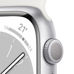 Apple Watch Series 8 GPS Smartwatch, 45 mm Silver Aluminium Case with White Sport Band, MP6N3AE