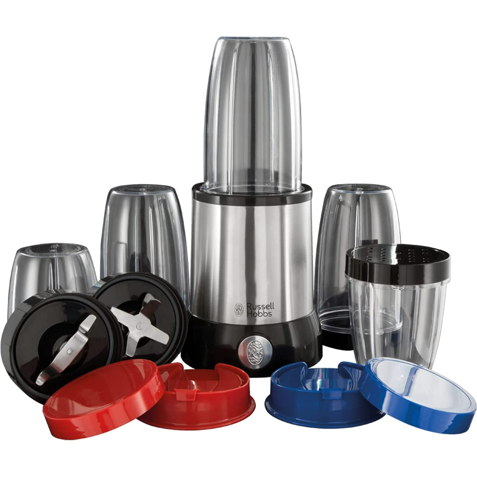 Russell Hobbs Nutri Boost Food Blender Juicer 700W, 15 Pieces Set, Multi-Function High-Speed Blender Mixer System with Nutrient Extractor, Smoothie Maker, Travel & Shaker Lids, Dishwasher Safe 23180