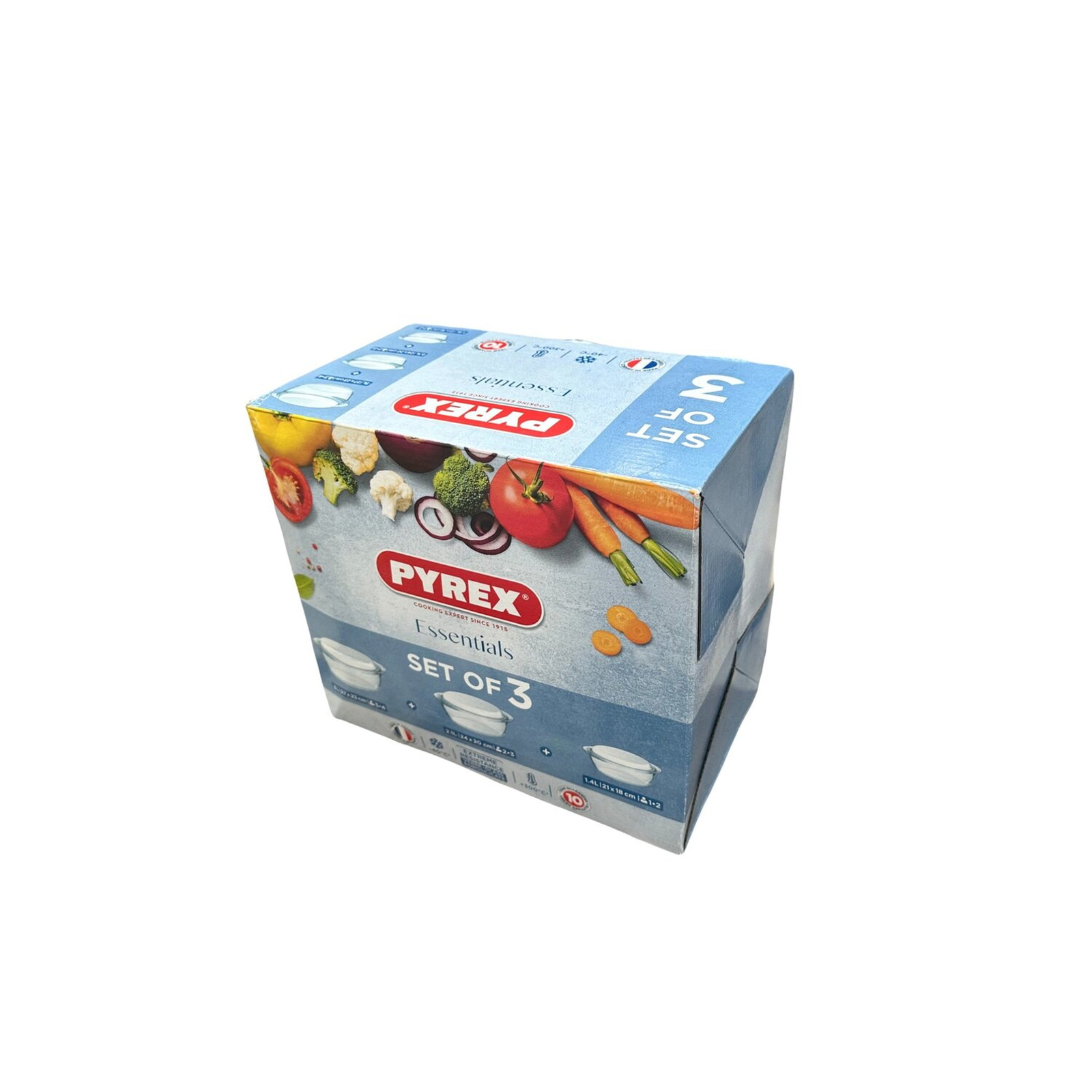 Pyrex Round Glass Dish / Casseroles With Lid 3Pcs Set (2.3L ,1.6L & 1L) 912S637