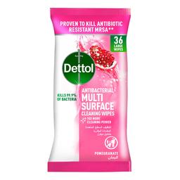 Dettol Pomegranate Antibacterial Multi Surface Cleaning Wipes With 3x Cleaning Power & Resealable Lid Large 36 pcs
