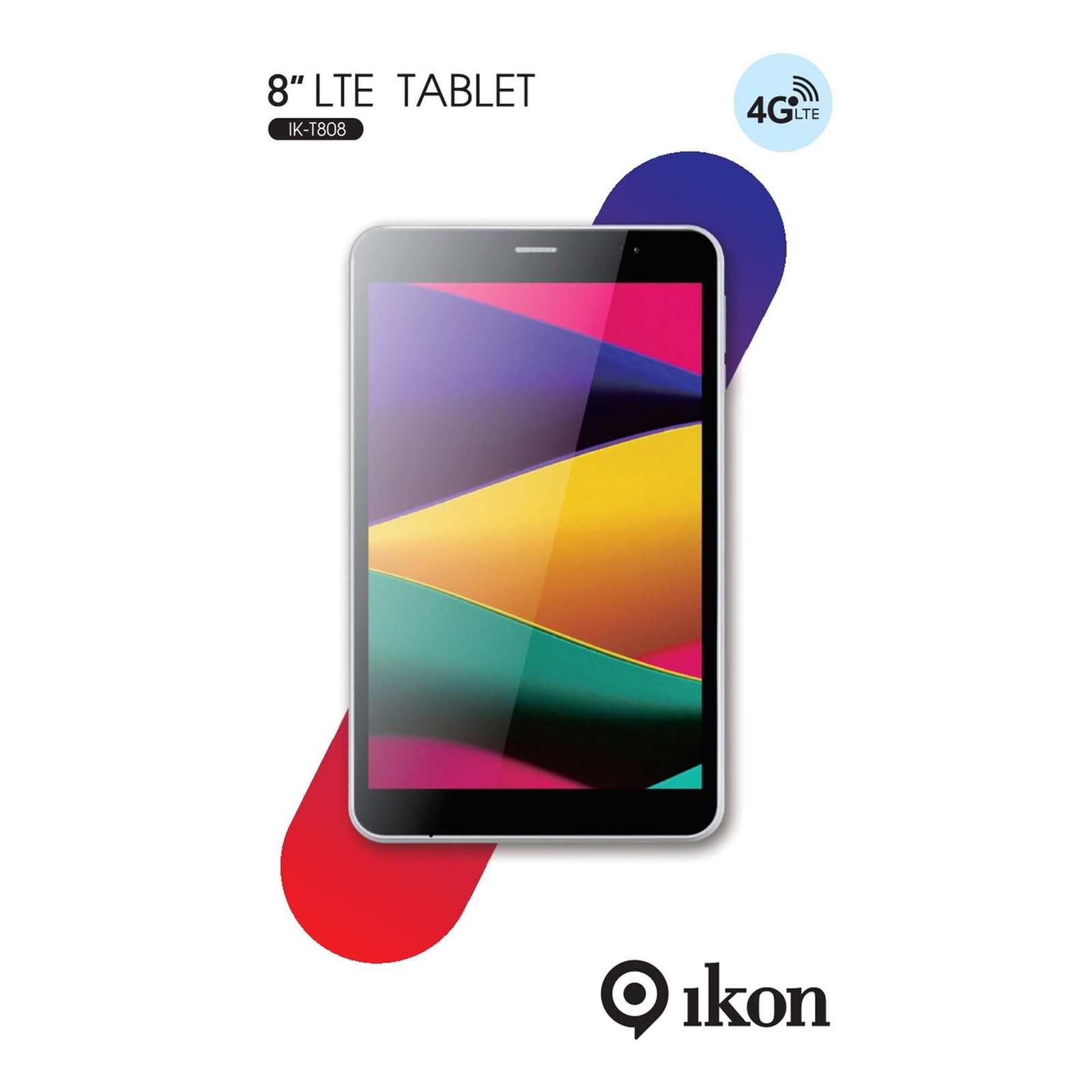 Ikon 4G Tablet, 2 GB RAM, 16 GB Storage, White, IK-T808