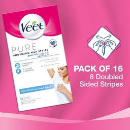 Veet Pure Underarm Wax Strips Sensitive 16 pcs