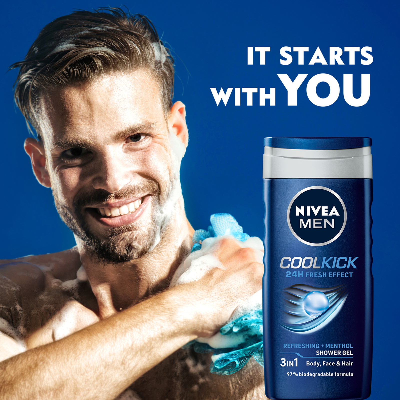 Nivea Men 3in1 Cool Kick Shower Gel 250 ml
