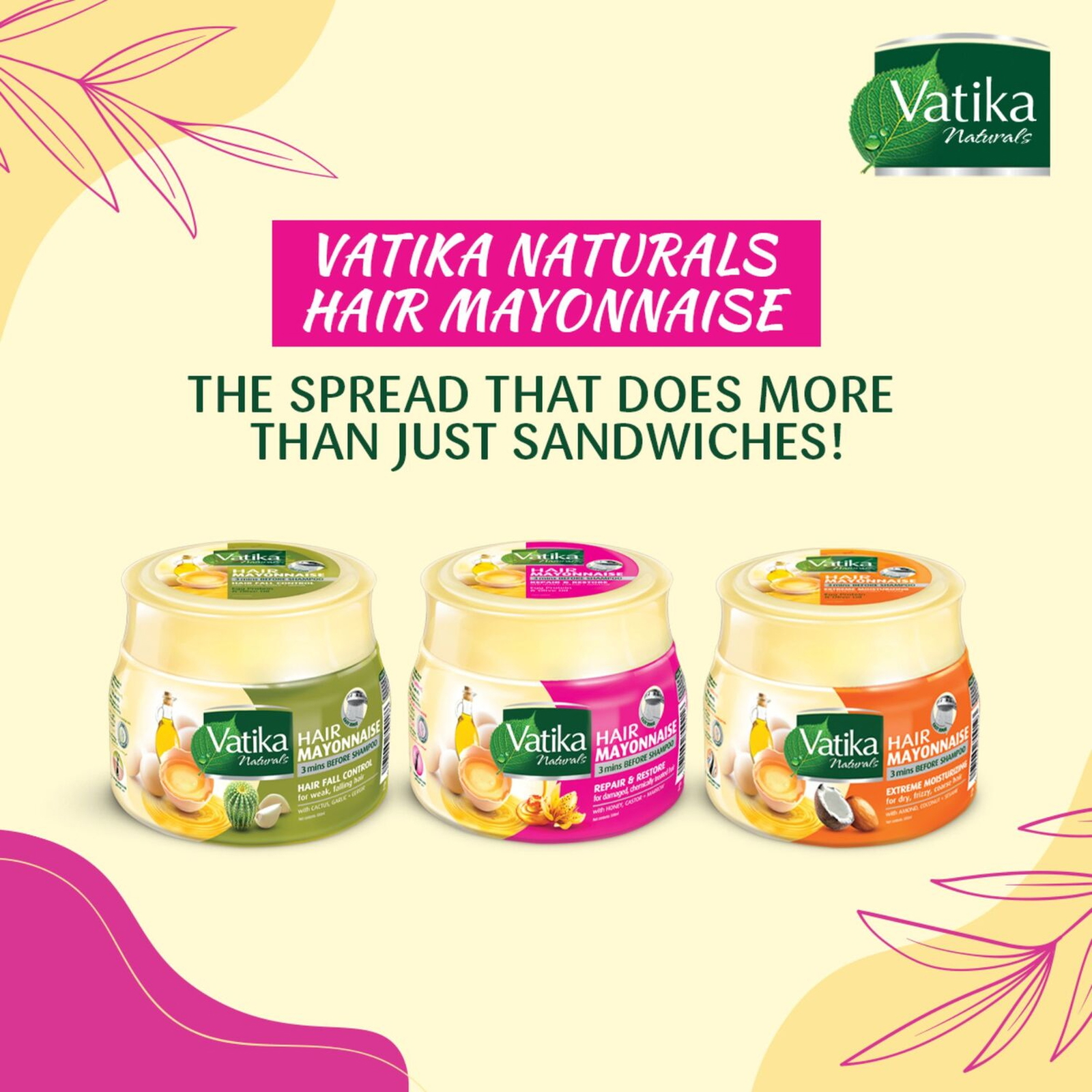 Vatika Repair & Restore Hair Mayonnaise With Honey Castor & Marrow For Damaged & Chemically Treated Hair 500 ml
