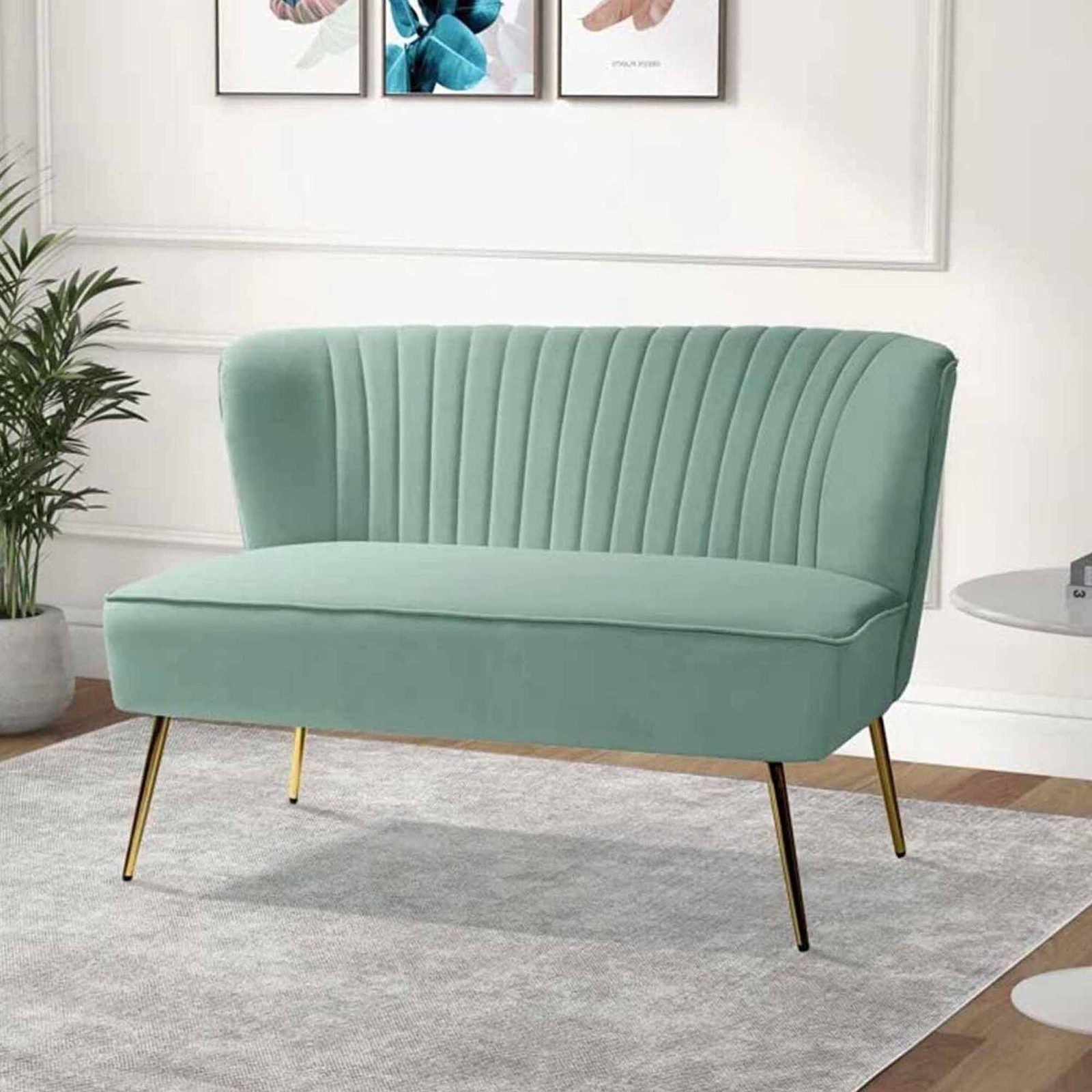 Urban Chic, Sage 2-Seater Velvet Fabric Sofa -Sturdy Solid with Sweeping