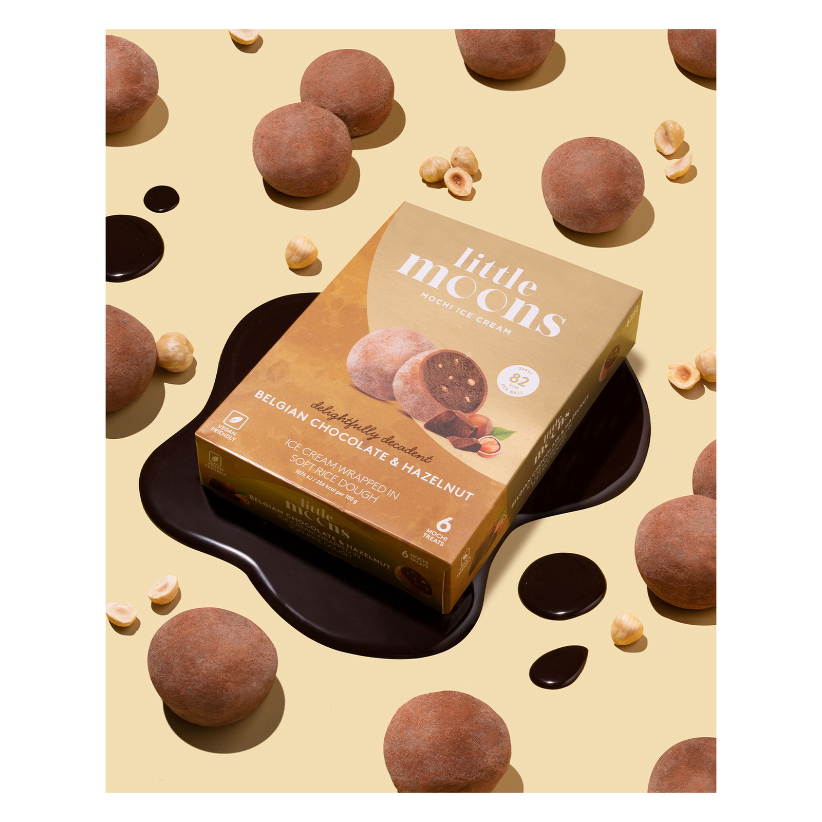 Little Moons Belgian Chocolate & Hazelnut Mochi Ice Cream 6 pcs