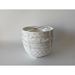 Home Ceramic Serving Bowl, 4.5 inches, 4 pcs, White, STK451